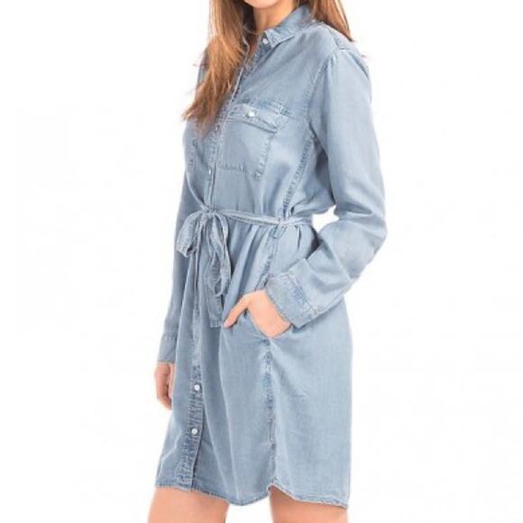 GAP Patch Pocket Shirt Dress XS Chambray Classic Retro Normcore Western Office - Picture 5 of 16